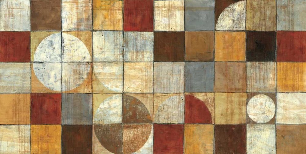 ART-CANVAS-estirado-en-BARRAS DE MADERA Tango Neutral Schick Mike - Imagen horizontal abstracta abstracta contemporánea patrón moderno cuadrado bloque Fine Art print 25_X_51_in