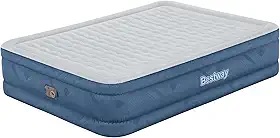Bestway, Colchão Inflável para Casal Queen Snugable com Bomba Infladora Incorporada 110V e Bolsa de Transporte, Azul.