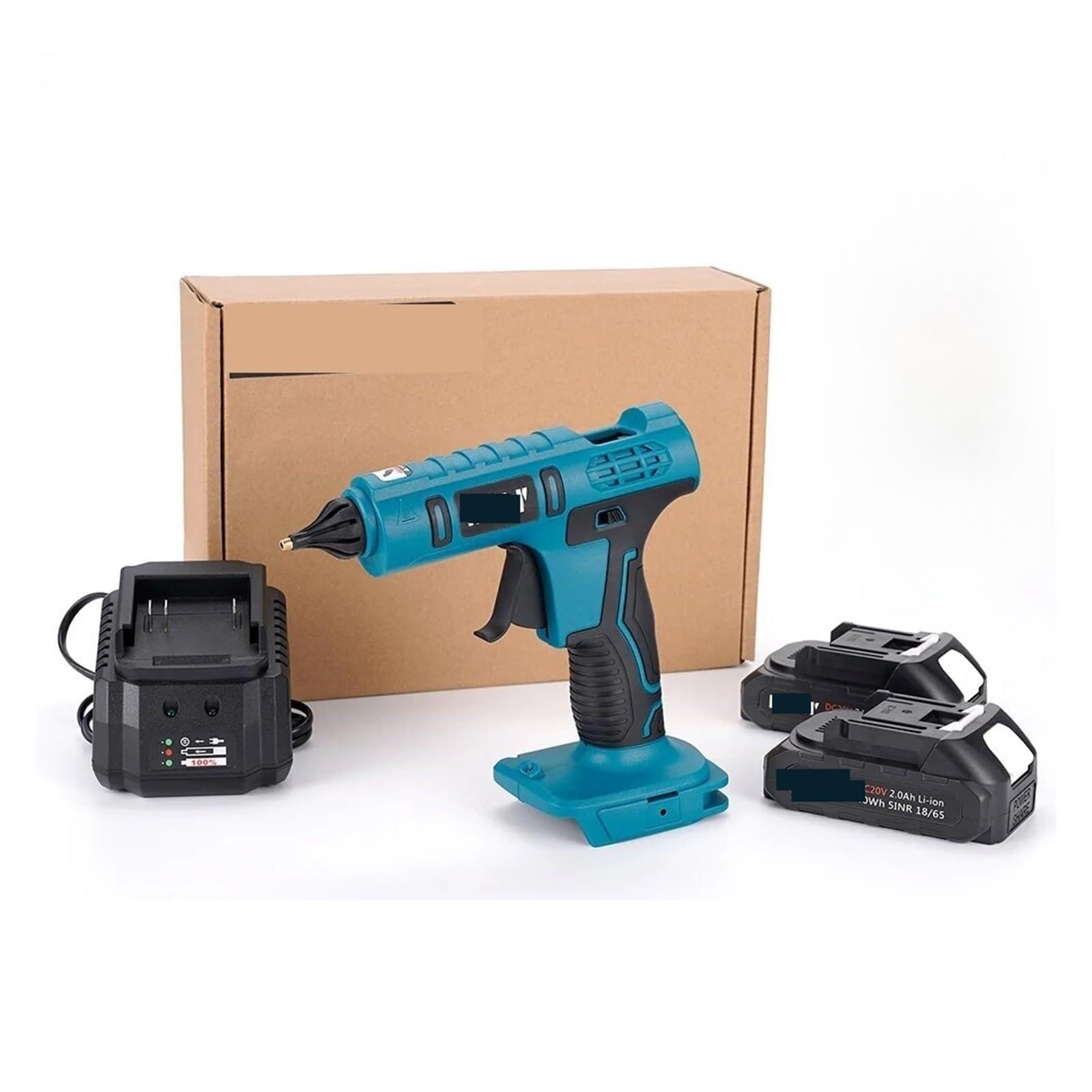 Pistola Silicona Caliente, Pistola de pegamento de fusión en caliente eléctrica inalámbrica de 500W, batería de 18V, barra de pegamento de 11mm, pistola de aire caliente de soldadura por fusión en cal