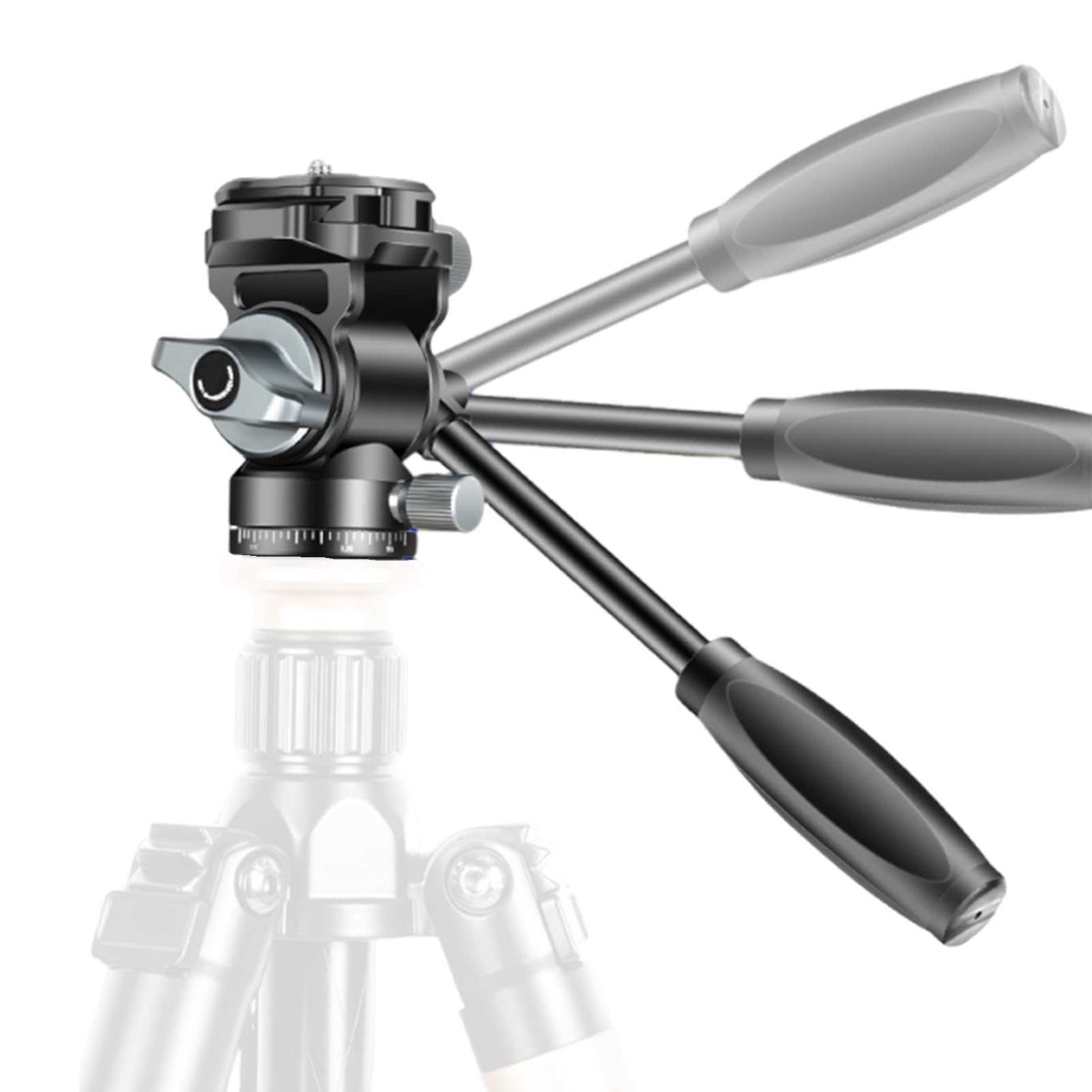 Elprico Testa per Treppiede, Testa per Videocamera Panoramica in Lega di Alluminio con Maniglia Staccabile, Rotazione a 360° Inclinazione a 180° Carico 8 Kg, per Viaggi DSLR