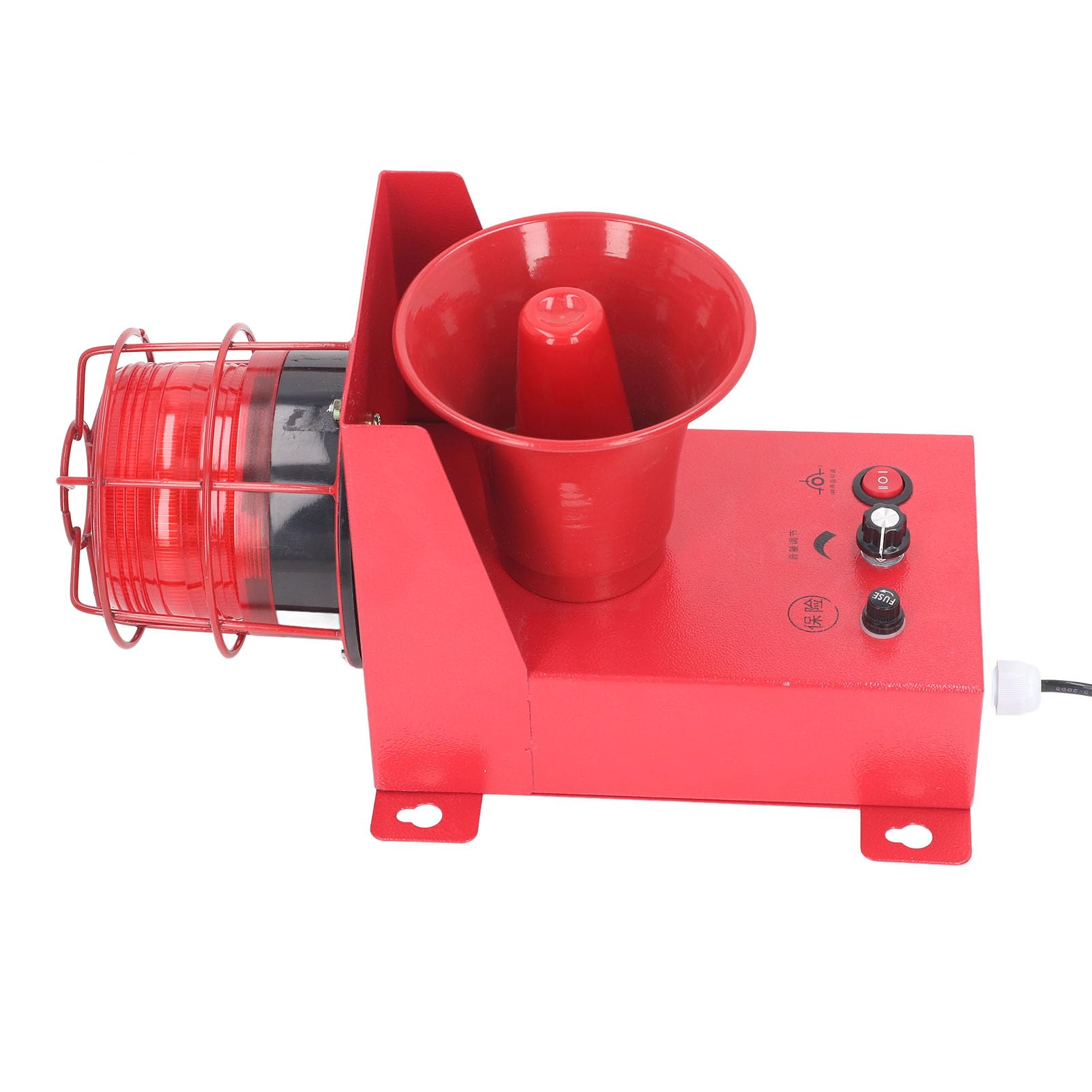 Sirena estroboscópica LED de 60 W con Volumen Ajustable de 130 dB y 3 Tonos - Alarma de luz de Sonido Industrial Enchufe de EE. UU. de 110 V - Dispositivo de Advertencia con (CC 24 V)
