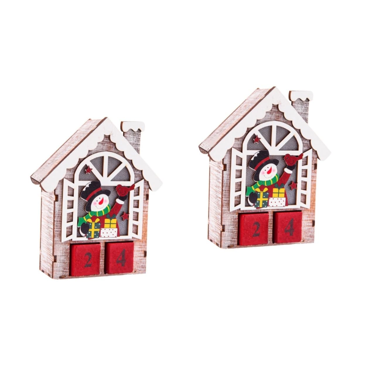 Calendrier de bureau Noël bonhomme de neige bois argenté perpétuel
