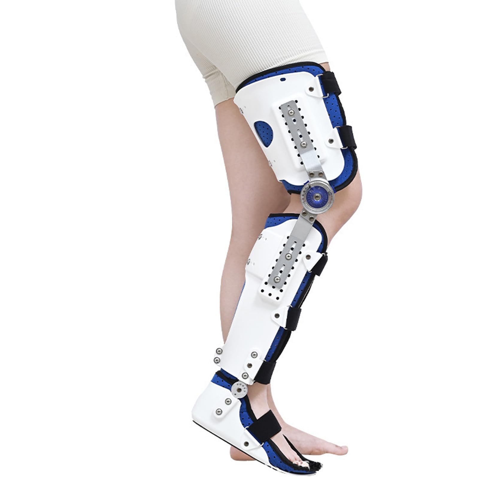 Fracture de la jambe droite attelle genou hanche pied de maintien M