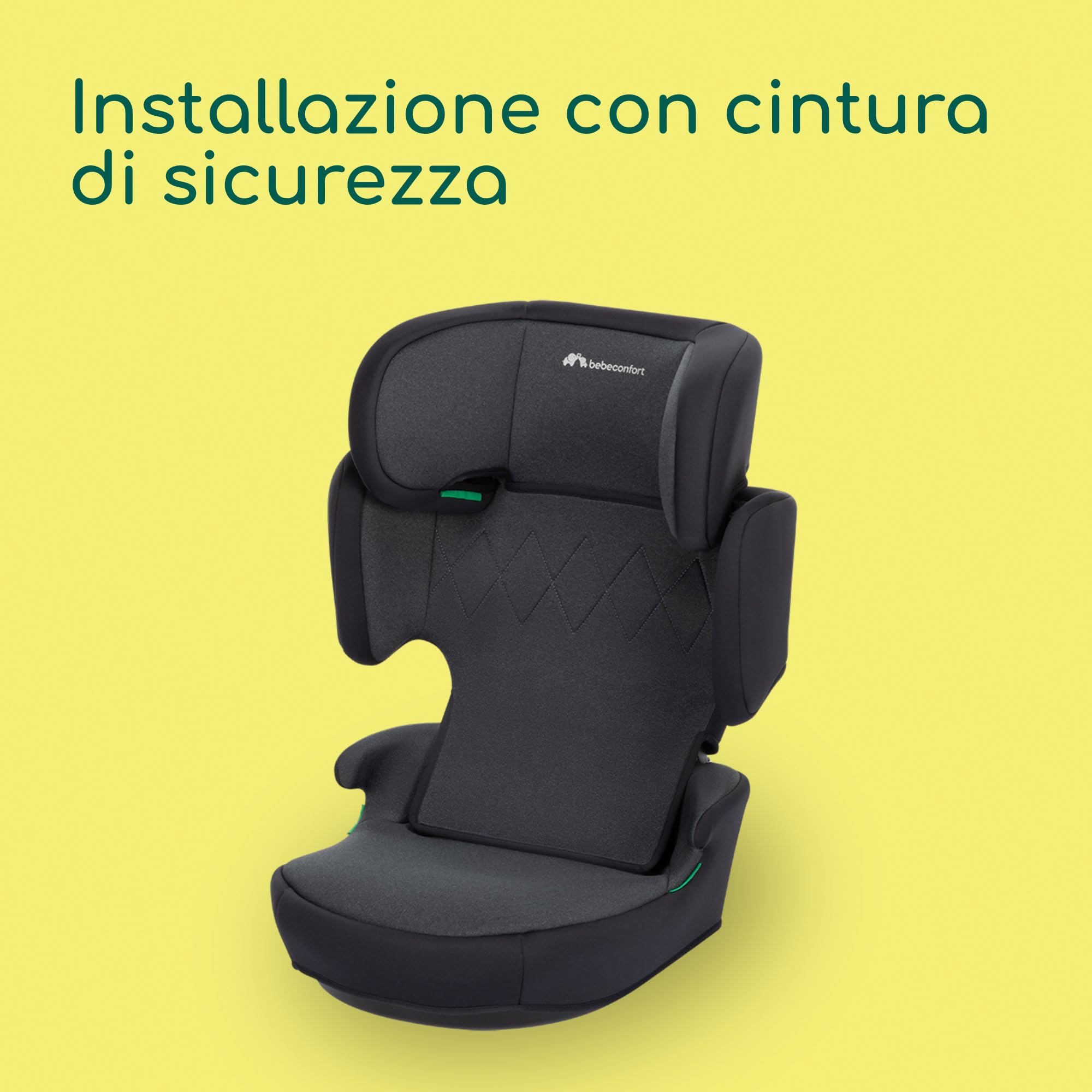 Bebeconfort RoadSafe i-Size, Seggiolino Auto 15-36 kg per Bambini, 3,5-12 anni (100-150 cm), Seggiolino Auto Pieghevole e Portatile da Viaggio (3 kg), 14 Posizioni Poggiatesta, Tinted Black
