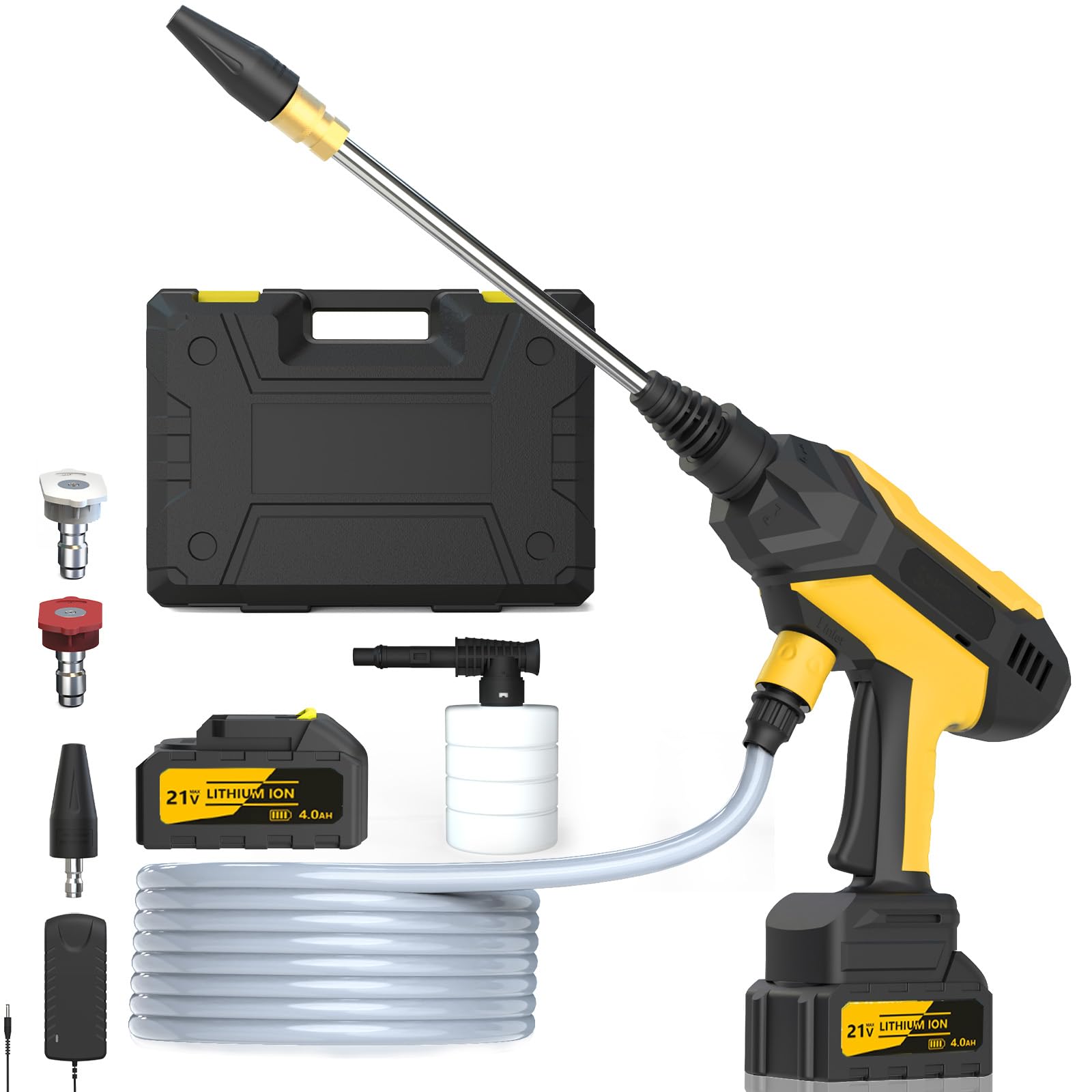 Photo 1 of Zelonpro Cordless Pressure Washer - MAX 950 PSI Battery Powered Pressure Washer, 21V Portable Cordless Power Washer with Rechargeable 4.0Ah Battng?Yellow