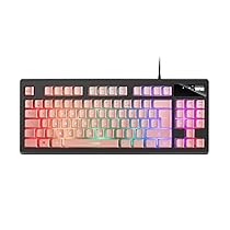 Mars Gaming MKAXPFR Tastiera Compatta TKL H-Mech, Illuminazione RGB 9 Effetti, Poggiapolsi in Gel, Rosa, Lingua Francese