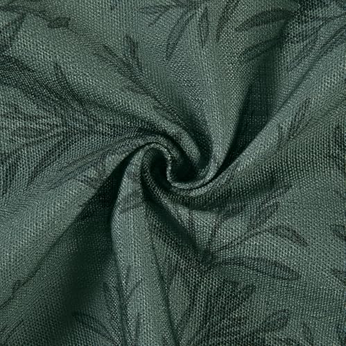 Image of TWOPAGES Pinch Pleat Leaf Print Cafe Curtains, Denim, 26W x 24L