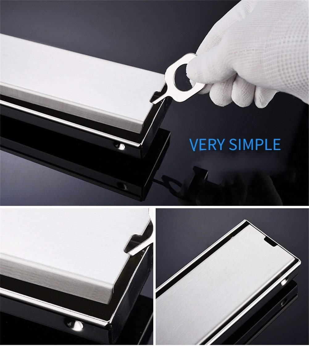 sumidero Rectangular para Suelo, Desagüe de Ducha Invisible Lineal, desagüe Suelo con Inserto Azulejos, Rectangular(80cm)