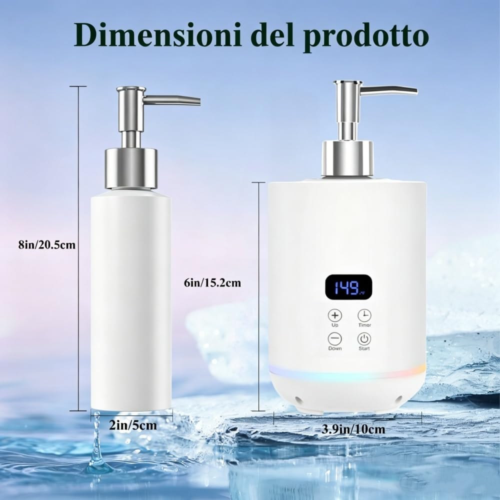 Olio da Massaggio con due distributori di olio Scaldacreme per Dispenser per flaconi spa e Scaldalozioni, Display LED, Scaldafiaconi per gel, Apparecchio Riscaldante per Saloni Bianco