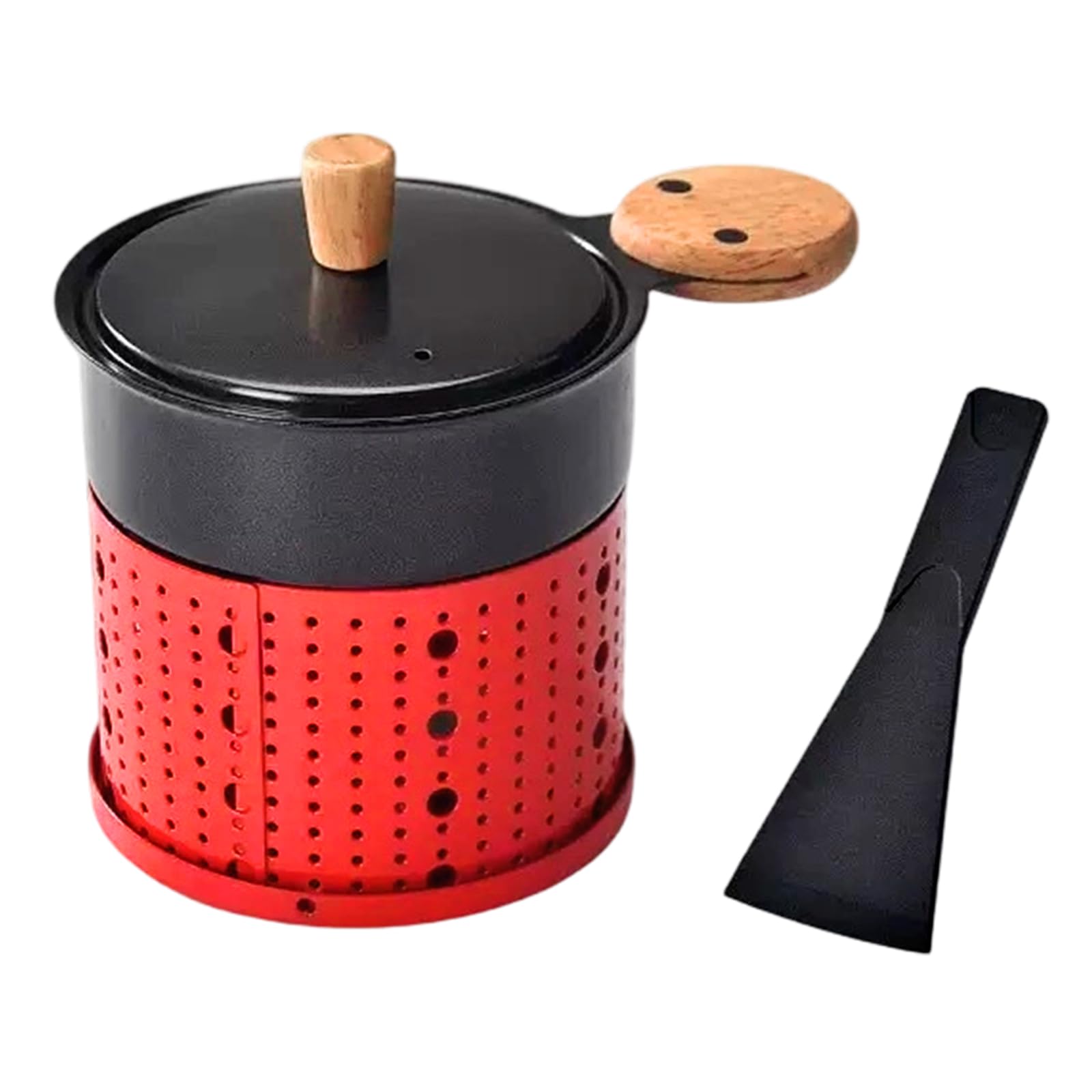 ZEPFJHE Professional Nonstick Cheese Grills Pan Feature Wooden Grip and Matching Scrapers Ergonomic Cooking Equipment Nonstick Metal Fondue Pan