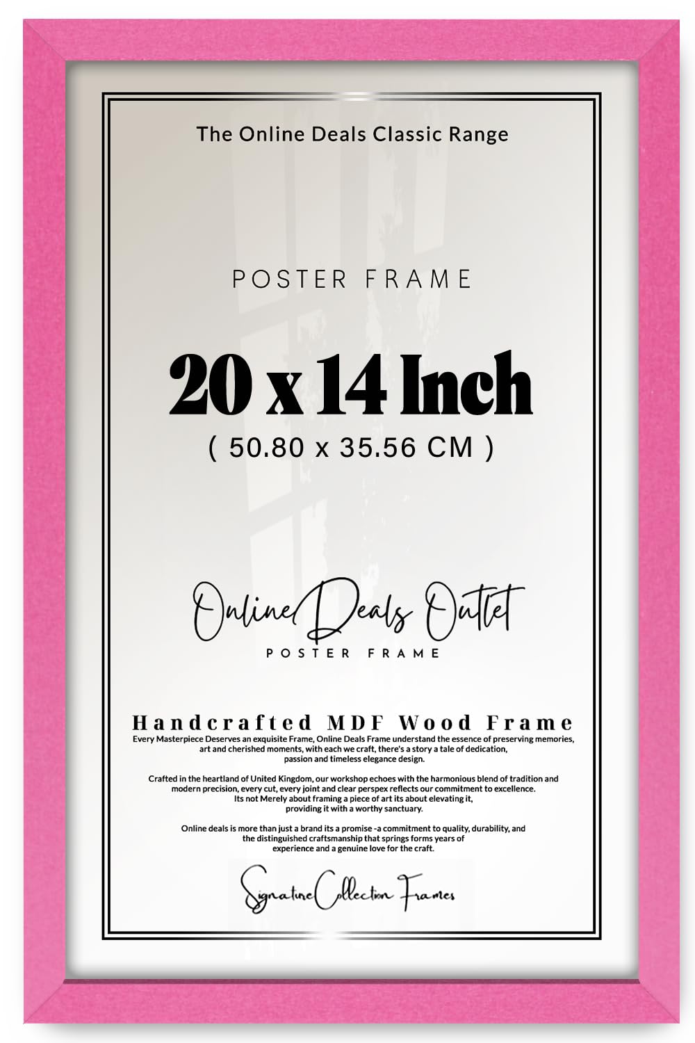 Online Deals | MDF Poster Frame (50.80 x 35.56 CM) Medium for DIY Craft Projects, Personalized Name Boards & Home Décor, Premium MDF Wood, Hanging Hooks [ Pink ]