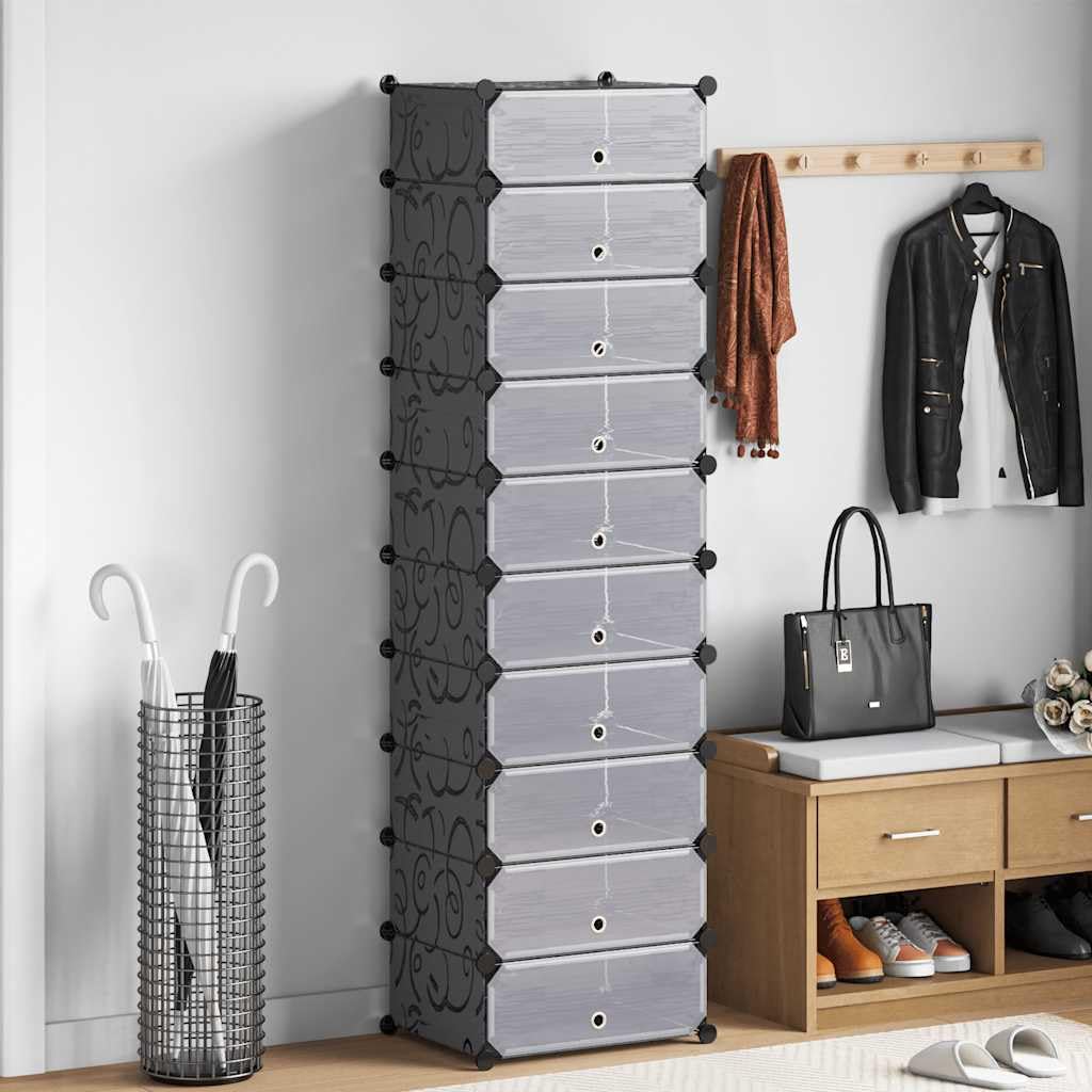 Armoire de rangement plastique noire pour dire adieu au désordre de chaussures dans l'entrée