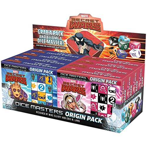 WizKids Marvel Dice Masters: Secret Wars Origin Packs Display – Incluye 8 paquetes de origen (4 de cada variedad), incluye Spider Gwen/Spider Man Pack y Storm/Groot Pack, para empezar