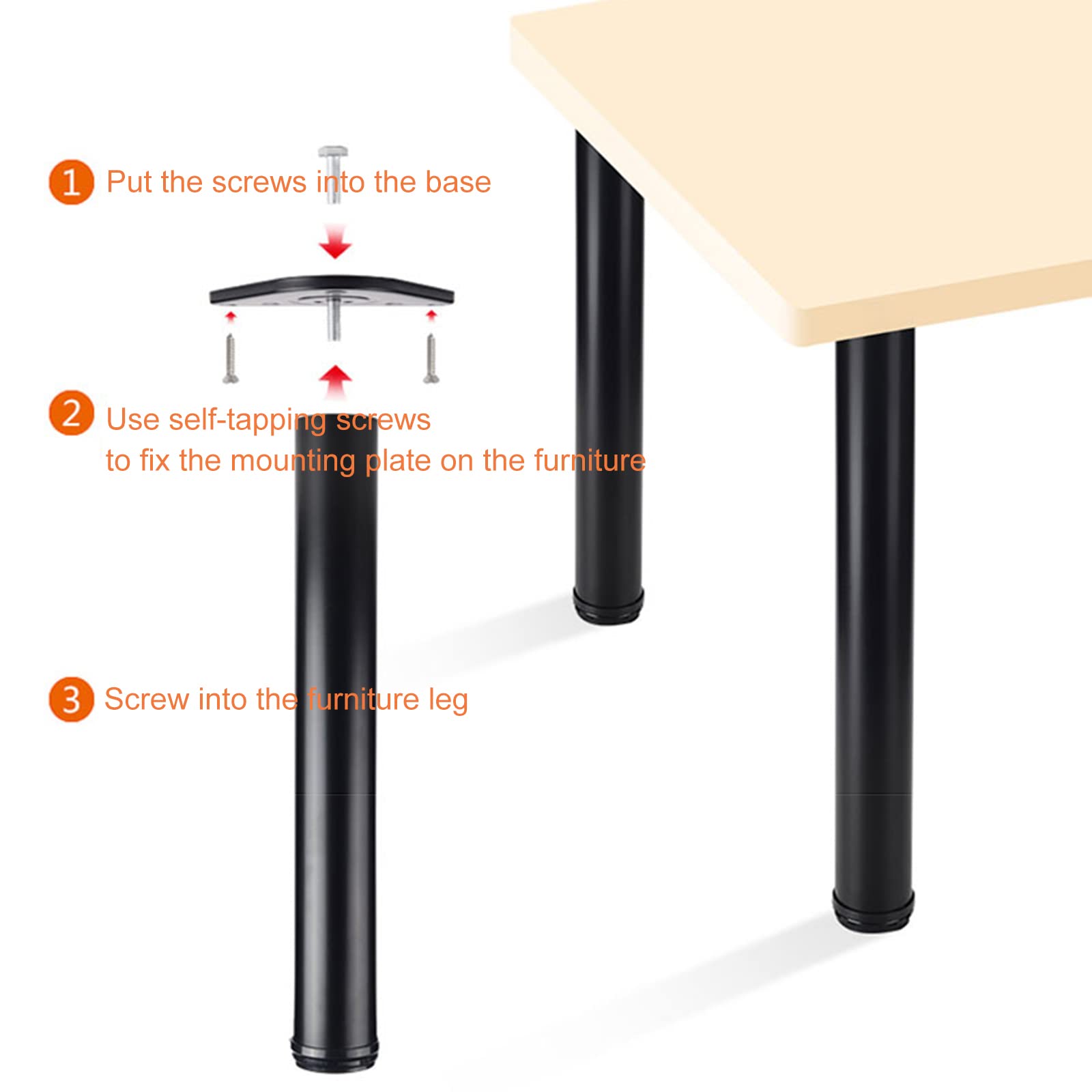 MetaloPro Gambe Da Tavolo In Metallo Nero Con Regolazione In Altezza Set Di 2 92897574 - Foto 5