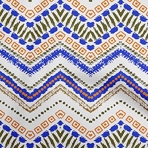 oneOone Cotton Cambric Royal Blue Fabric Ikat DIY Clothing Quilting Fabric Print Fabric By Yard 42 Inch Wide
