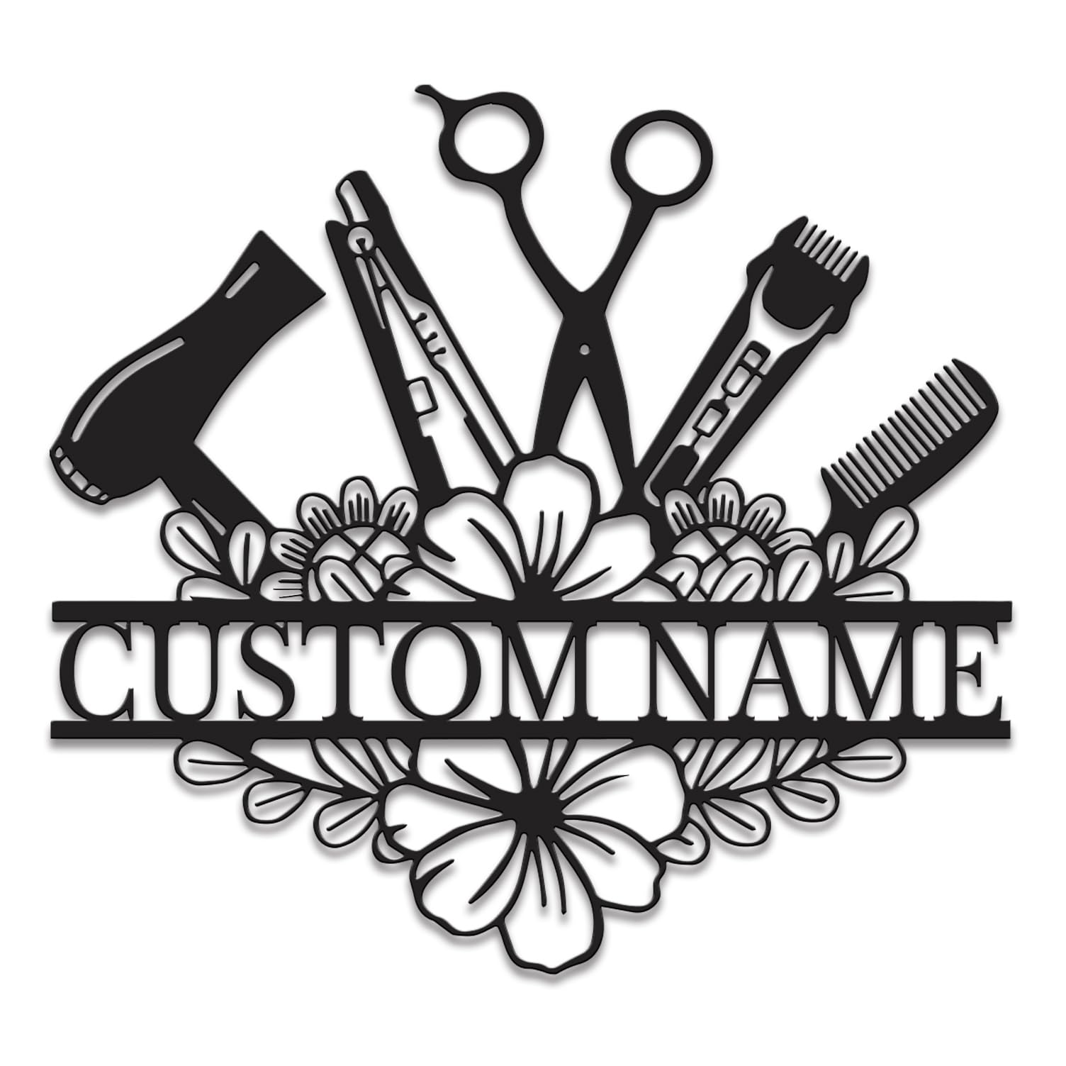 Senyer Girls Style-5 Personalized Custom Hair Dresser Metal Sign,Custom Beauty Salon Hair Metal Wall Art,Personalized Hair Dresser Name Sign (Style-5)