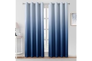 HOMEIDEAS Navy Blue Ombre Blackout Curtains