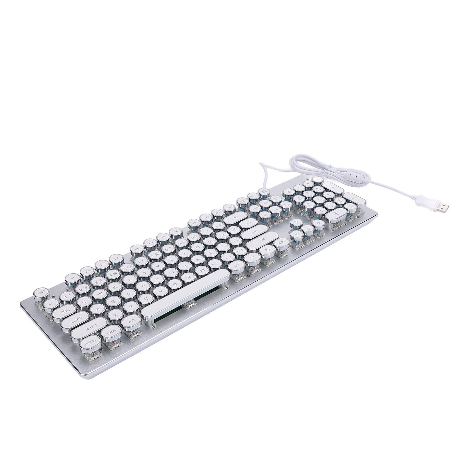 Mechaniczna Klawiatura do Gier, 104 Klawisze RGB Tęczowe Podświetlenie z Niebieskim Przełącznikiem Stopniowana Klawiatura dla 7 8 10 XP OS X PC (WHITE)