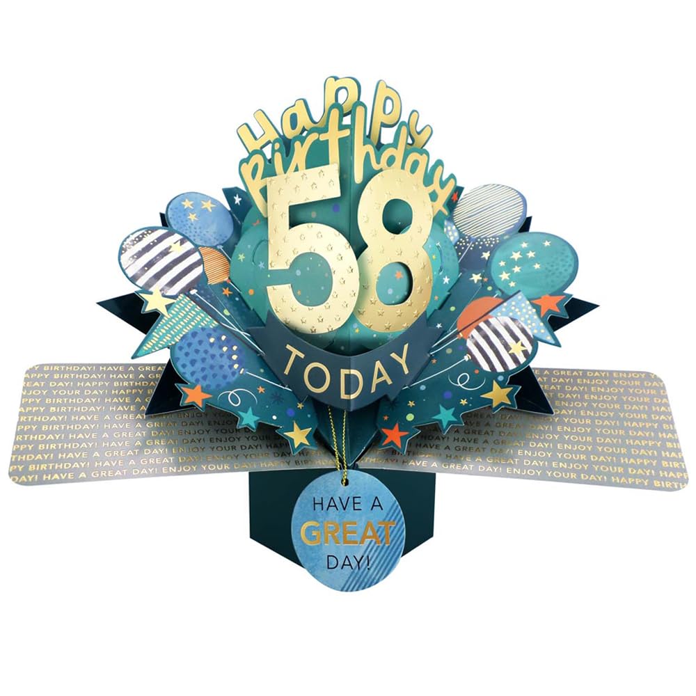 58 Today Happy 58th Birthday Pop-Up Greeting Card Love Kate's Pop Up Cards Him Design POP237MC58 โ image 1