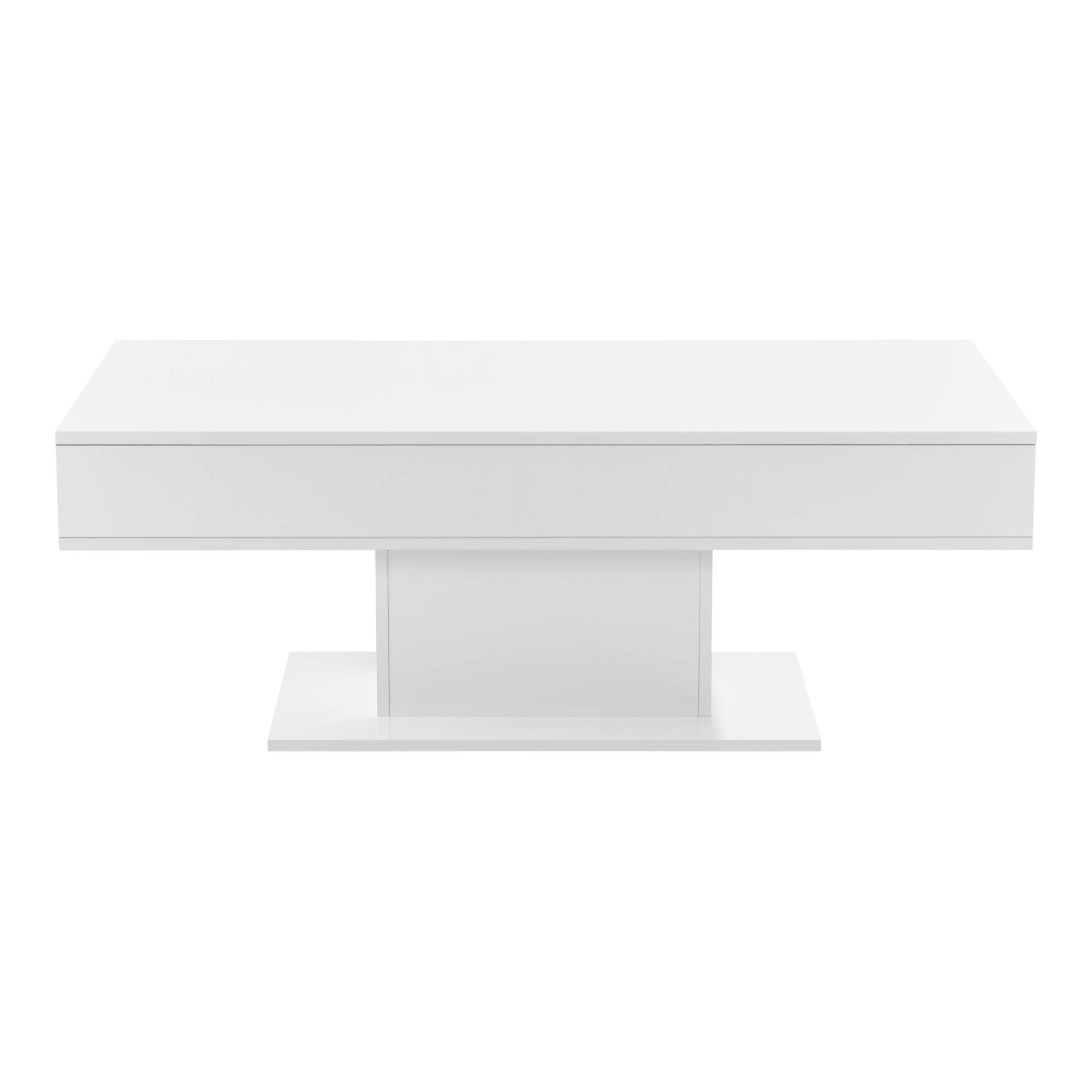 [en.casa] Table Basse de Salon avec 2 Espaces de Rangement Intérieur Design Style Intemporel Stable Rectangulaire pour Séjour Bureau Panneau de Particules 40 x 110 x 60 cm Blanc Brillant