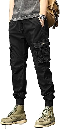 Pantalón deportivo tipo cargo para hombre con bolsillos con cremallera, casual, ajuste delgado, pantalones atléticos de entrenamiento, hip hop