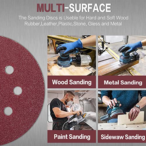 STEBRUAM 100 Stück Schleifpapier 125mm Klett 120 körnung,Profi 125 Schleifscheiben Rund 8 Loch für Exzenterschleifer