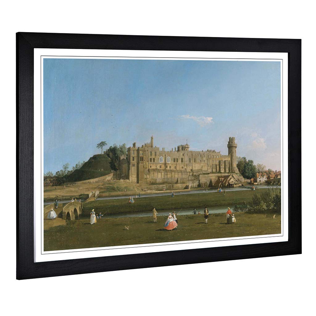 Big Box Art Framed Print of Giovanni Canaletto Warwick Castle Design | Wall Art Picture | Home Decor for Kitchen, Living Room, Bedroom, Hallway, Black, A2 / 24.5x18 Inch / 62x45cm