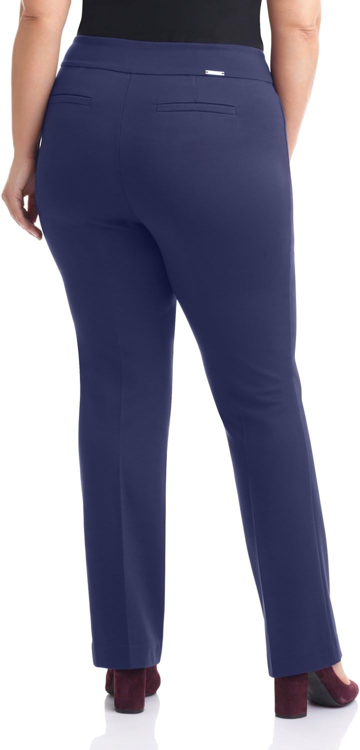Rekucci Curvy Woman Secret Figure Knit Plus Size Straight Pant w/Tummy Control - Image 3