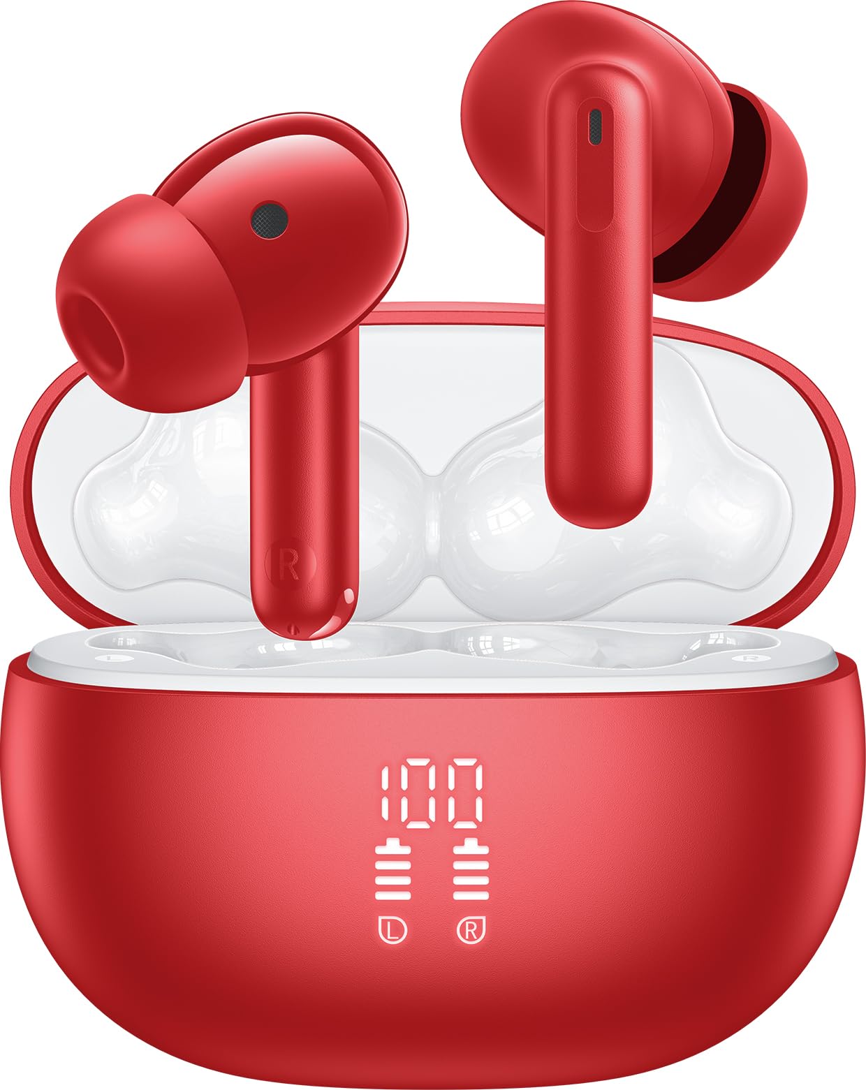 Csasan A68 Pro Wireless Earbuds Bluetooth 5.4 Headphones,Red