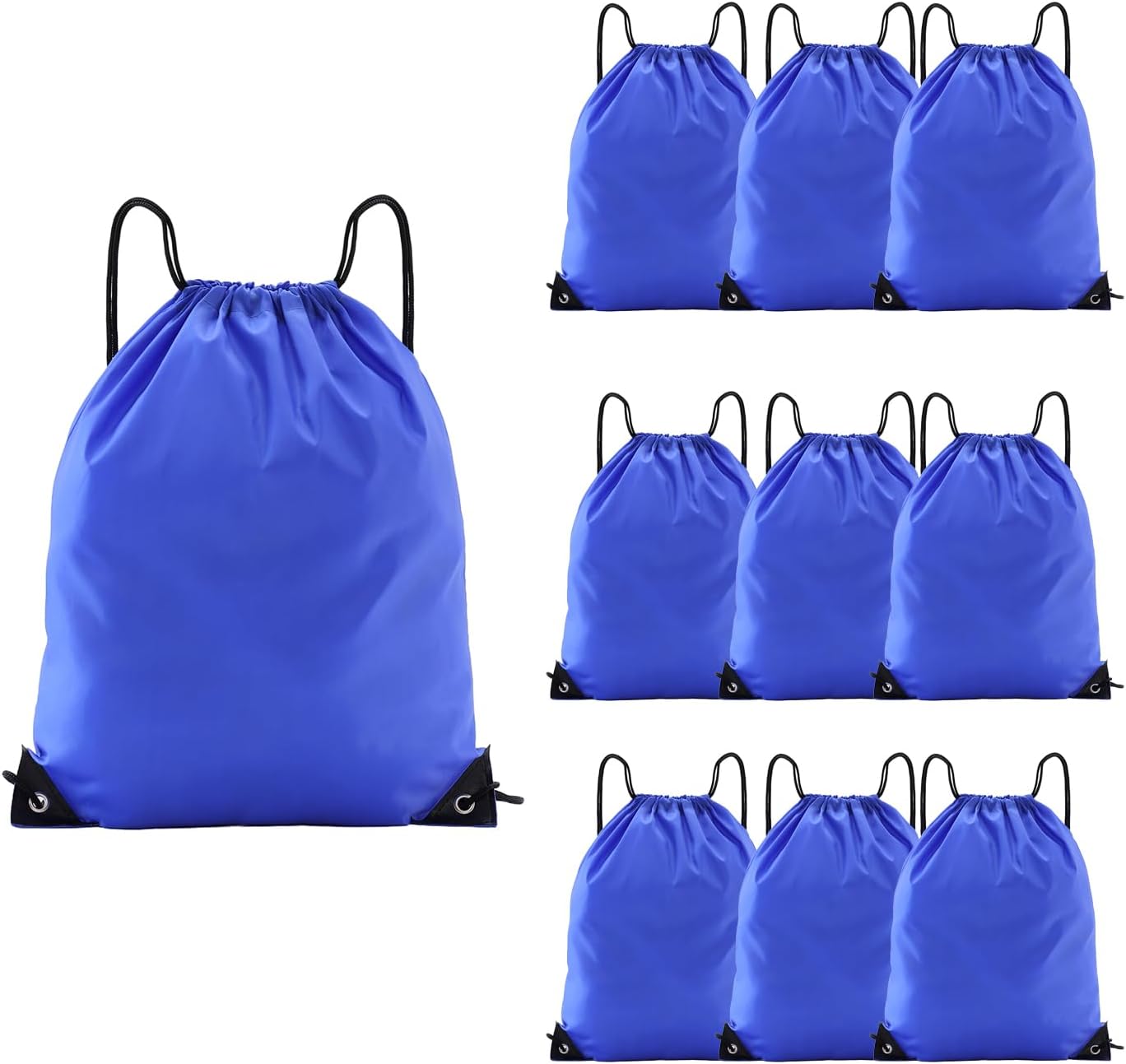 Drawstring Backpacks, 10 Pack — Lightweight Drawstring Bags for Gym, Daily Use & Travel (10, Blue)