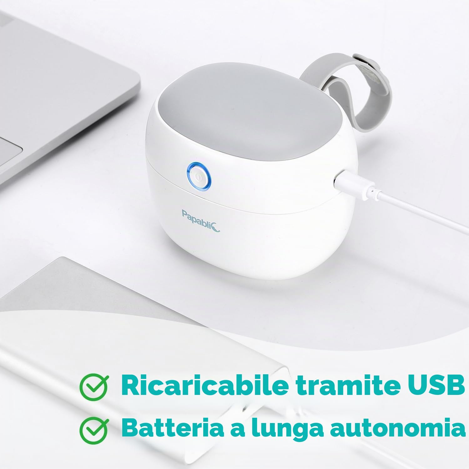 Papablic Igienizzante portatile per ciuccio, con luce UV, per ciuccio, mini scatola disinfettante ricaricabile tramite USB, pulizia al 99,9% in 59 secondi