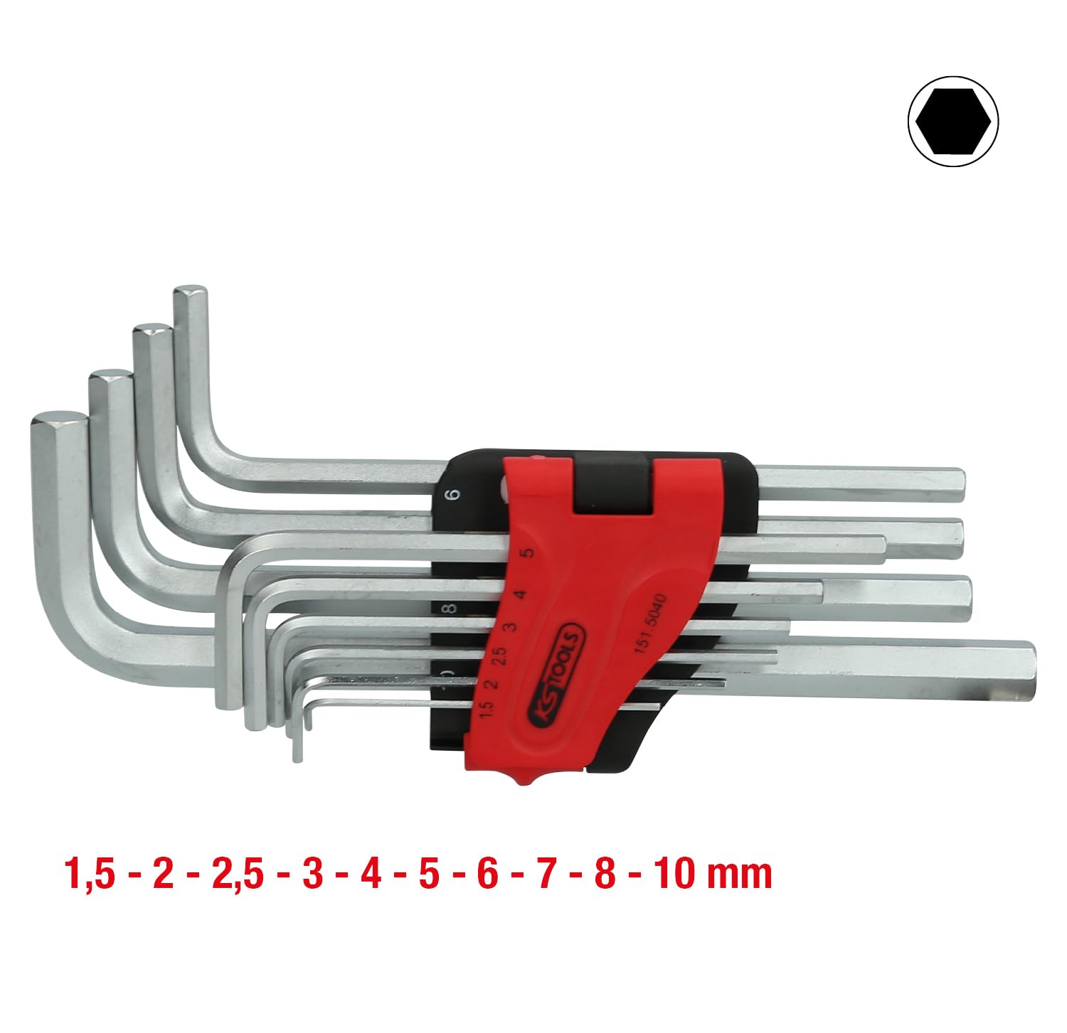 KS Tools 151.5040 Zestaw kluczy kątowych imbusowych, długich, 10-szt