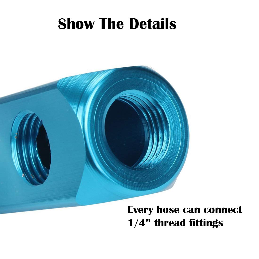 Beduan 1/4" 2 Way 5 Port Aluminum Air Hose Inline Manifold Block