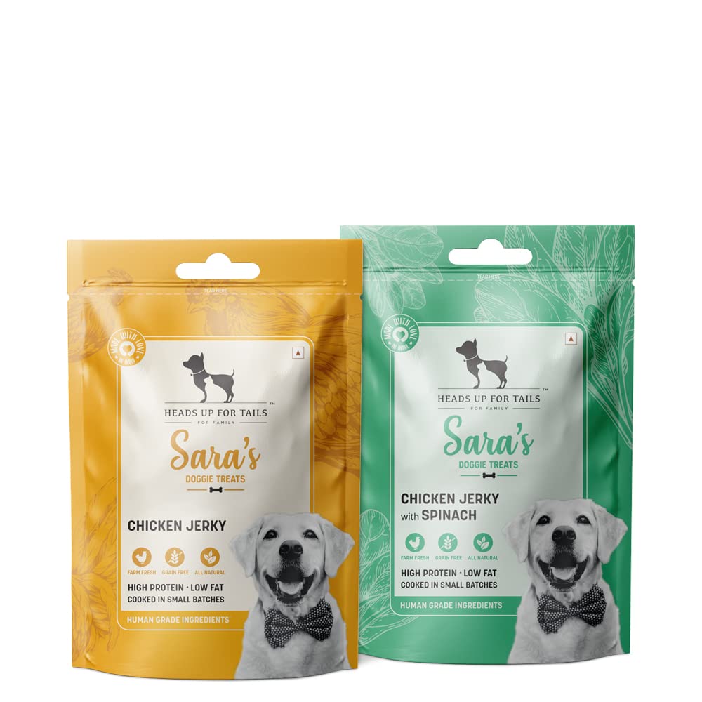 Heads Up For Tails Huft SaraS Dog Treats Combo Chicken Jerky With Spinach & Chicken Jerky Wafer- Pack of 2(For All life stages) (B0BR8DPJQN) Amazon Price History, Amazon Price Tracker