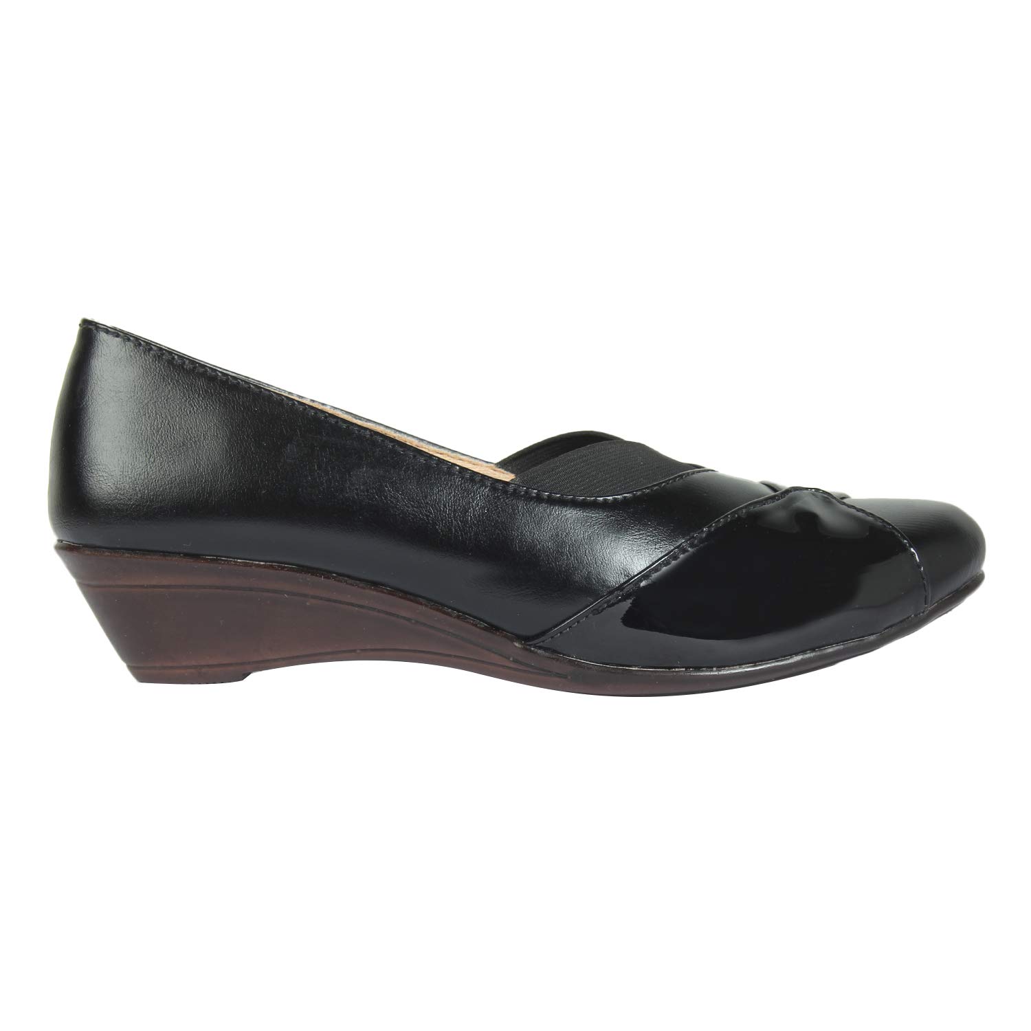 XE Looks Women's Black Wedge Slip-On Ballies for Women | Glossy Faux Leather | Comfortable & Elegant Ballies for Girls & Women 3