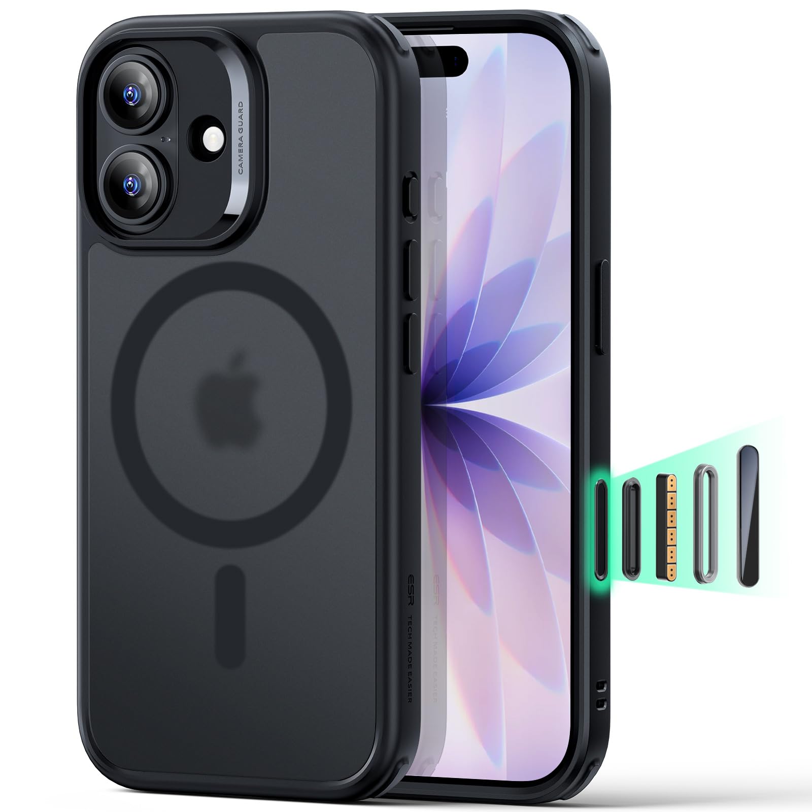 ESR for iPhone 17 Case, Camera Control, Compatible with MagSafe, Shockof Military-Grade tection, Magnetic Phone Case for iPhone 17, Classic Hybrid Case (HaloLock), Frosted Black