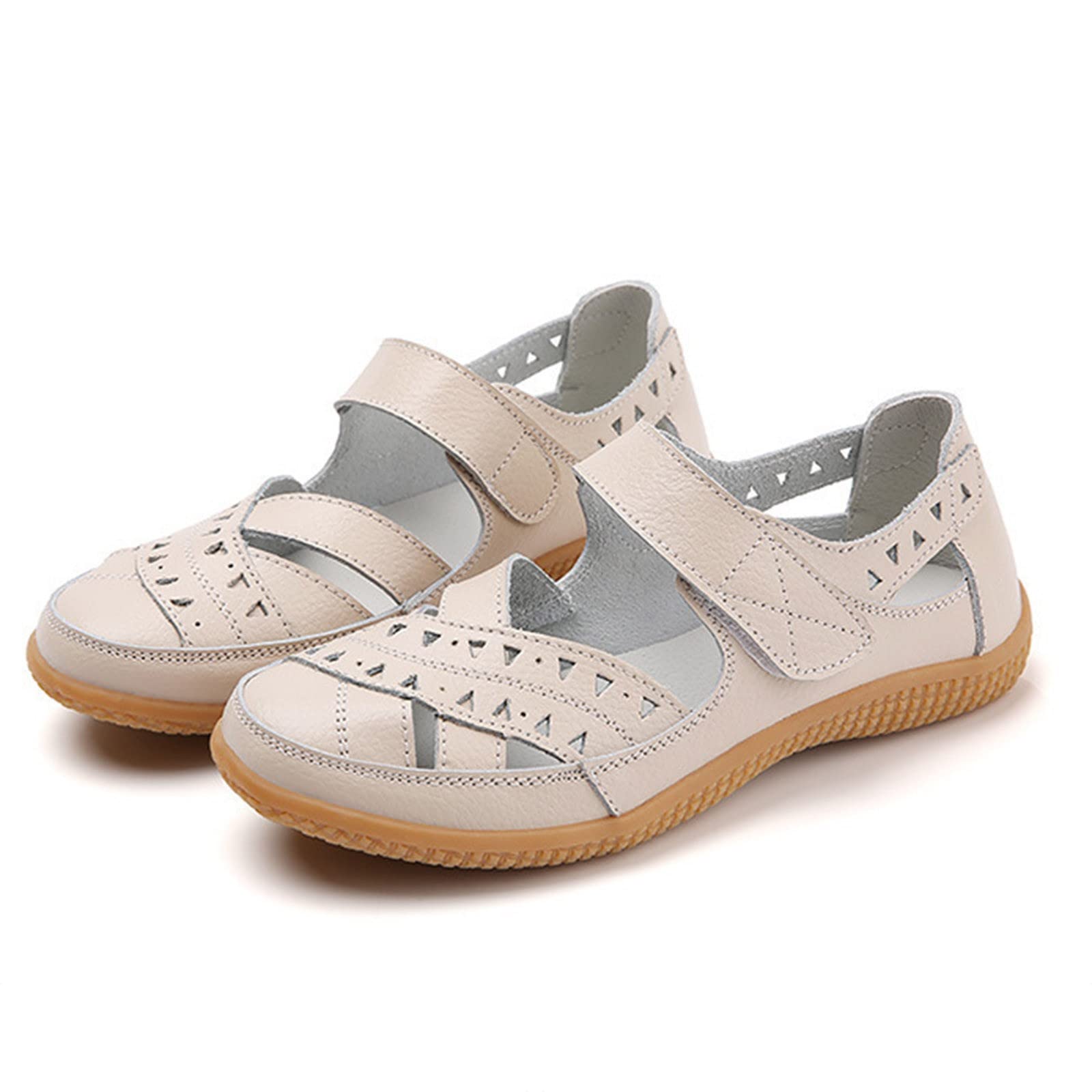 Sandalia Ortopédica de Cuero - Zapatos Mujer Verano Elegante Y Elegante Tacón Plano Chaquetas Plataforma Al Aire Libre Relajación Sandalias De Senderismo Calado Minimalista Zapatos Ligeros