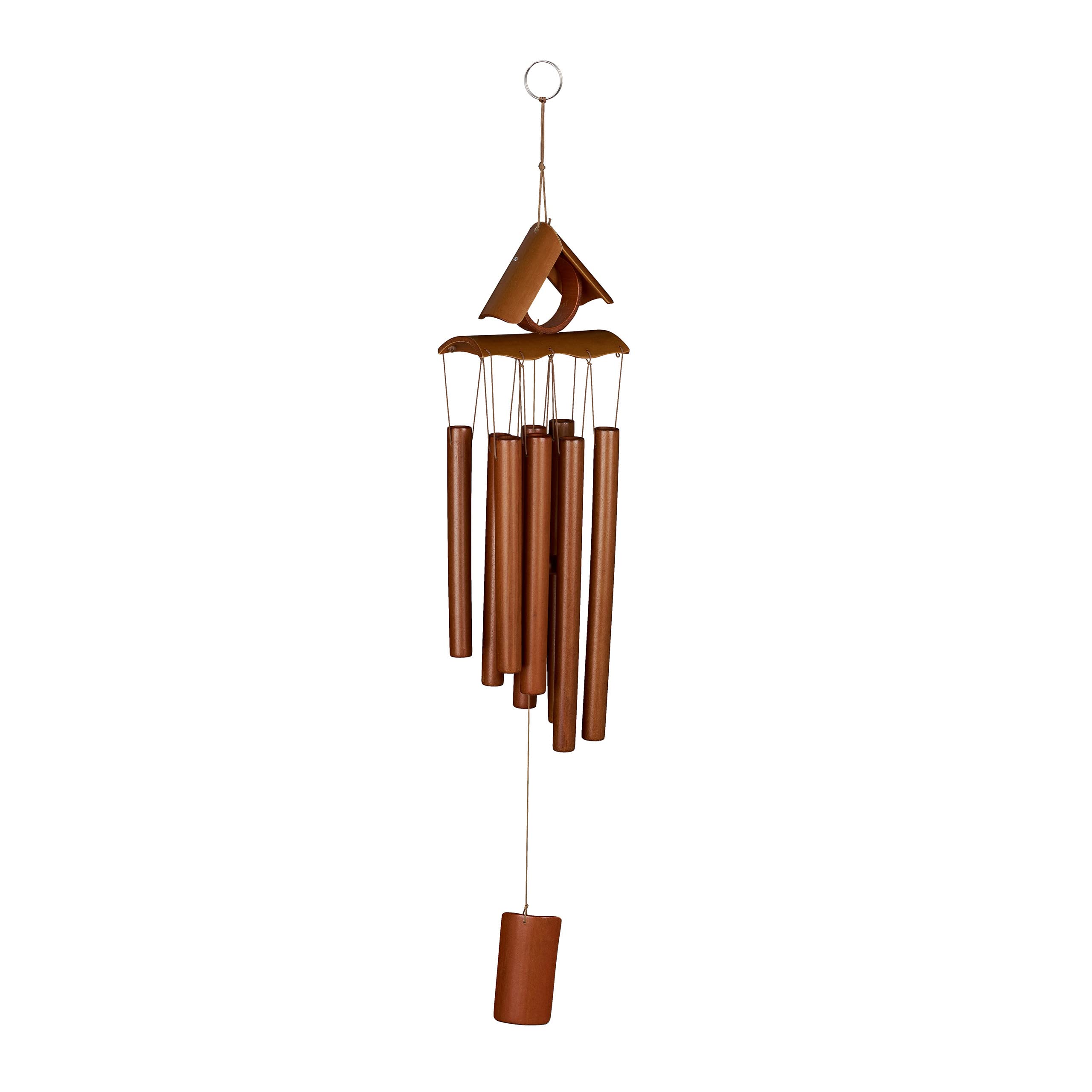 Carillon à vent en bambou Relaxdays suspension artisanale en bois brun 68 cm