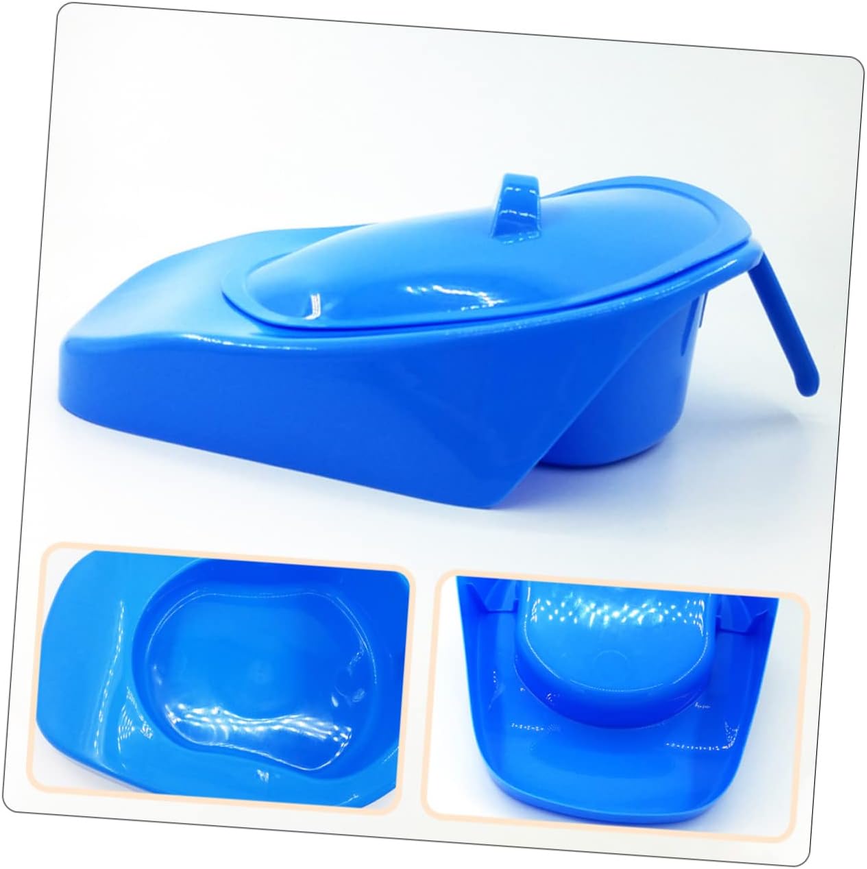 Zerodeko 1pc Handled Bedpan Lid Practical Urinal for Pregnant Women and Elderly Comfortable Ramp Design for Bedridden Patients Easy to Clean for Home Care and Hospitals