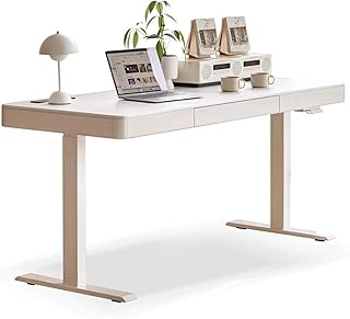 JIAOCKJIAO Height-adjustable desk, adjustable standing desk with 2 height memory buttons, sit-stand desk with storage drawers, for the computer workstation in the home office 47.2 inches120 cm