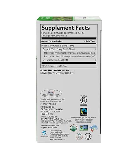 Miniatura 5 de Organic India Té de hierbas energizante Tulsi favorito  desayuno, verde, moringa  albahaca sagrada, adaptógeno, vegano, certificado por USDA, sin