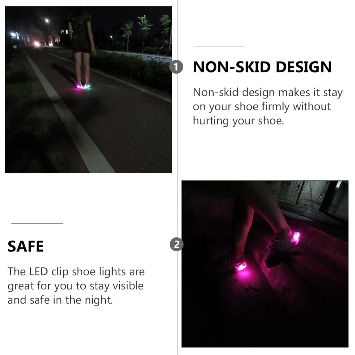 Abaodam Led Shoe Clip Lights Night Running Safety Gear 2 Modes for Walking Biking Jogging