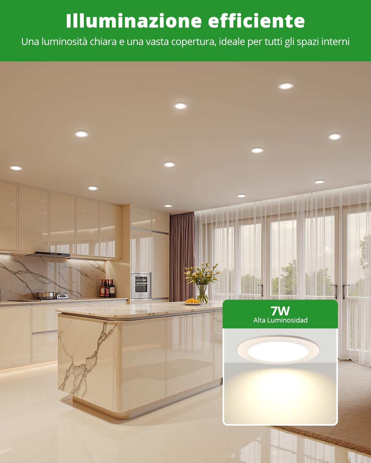 HOMEOW 12x Faretti LED da Incasso per Cartongesso, 220V 7W 4000K Luce Naturale Faretti LED Interno da Incasso, IP44 Faretto per Bagno, Diametro 118mm, Diametro foro 95-110mm