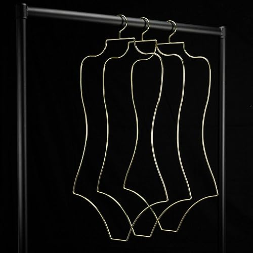Miniatura 6 de Perchas de lencería con alambre en forma de cuerpo (dorado) paquete de 10 perchas para bikini