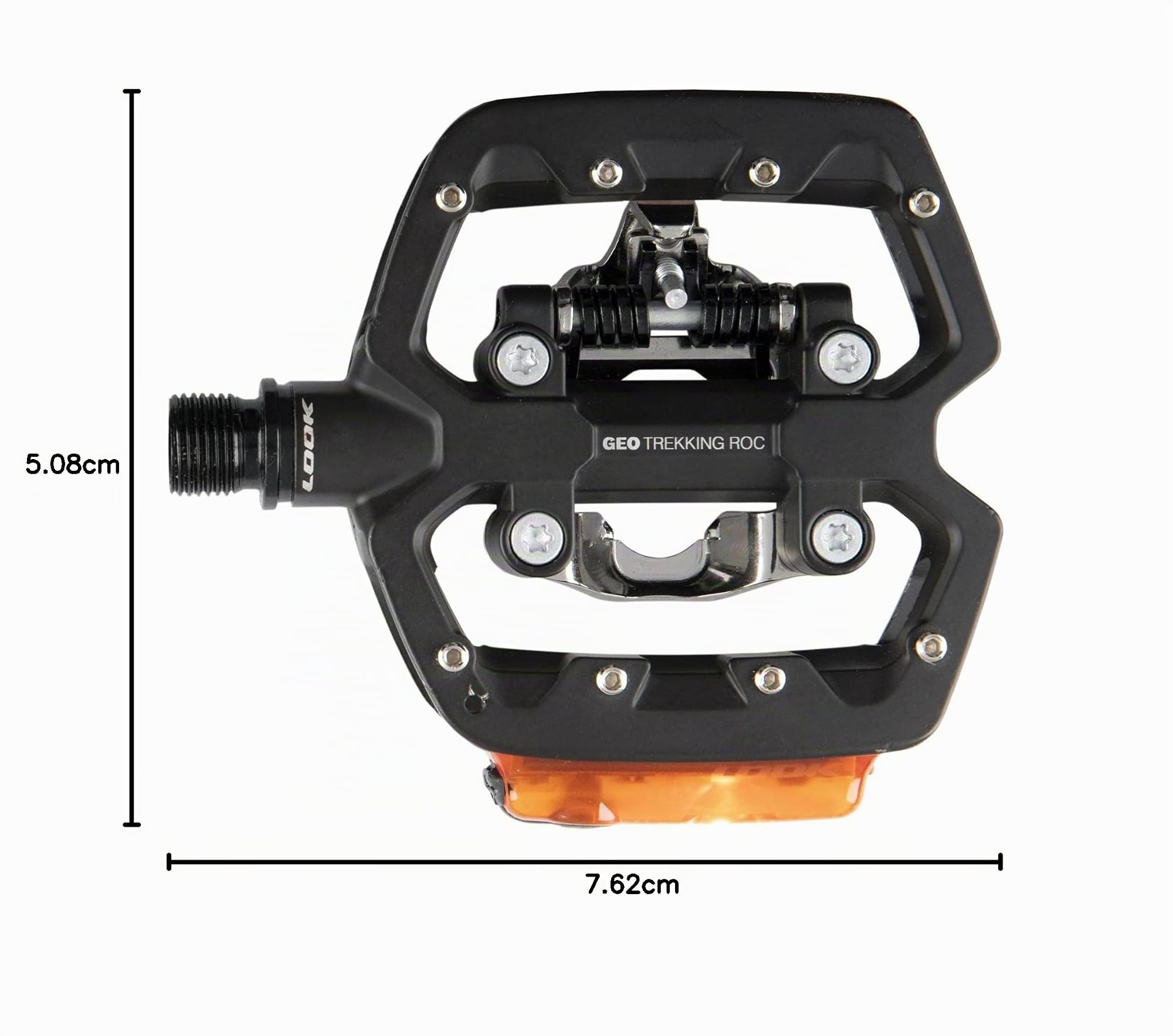 LOOK Cycle - Pedali da Bici GEO Trekking Roc Vision - Pedali Ibridi Ultra Robusti in Alluminio - 1 Lato Automatico, 1 Lato Piatto - Illuminazione Agganciabile - Ideali per Uso Fuoristrada
