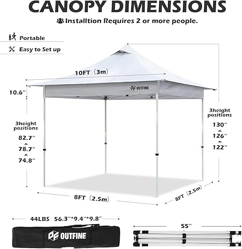 Miniatura 6 de OUTFINE Tienda de campaña desplegable de 10 x 10 pies con marco de metal resistente (base de 8 x 8), bolsa de transporte, 4 bolsas de arena, 8