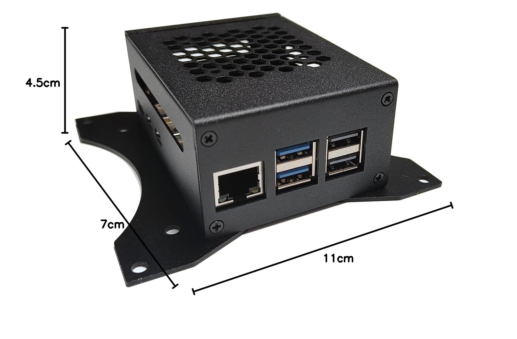 Digitalkey Carcasa Grande para Raspberry Pi 5 con Soportes VESA y Enfriador Activo, Soporte para SSD PCIe M.2 NVMe, Material de Hierro