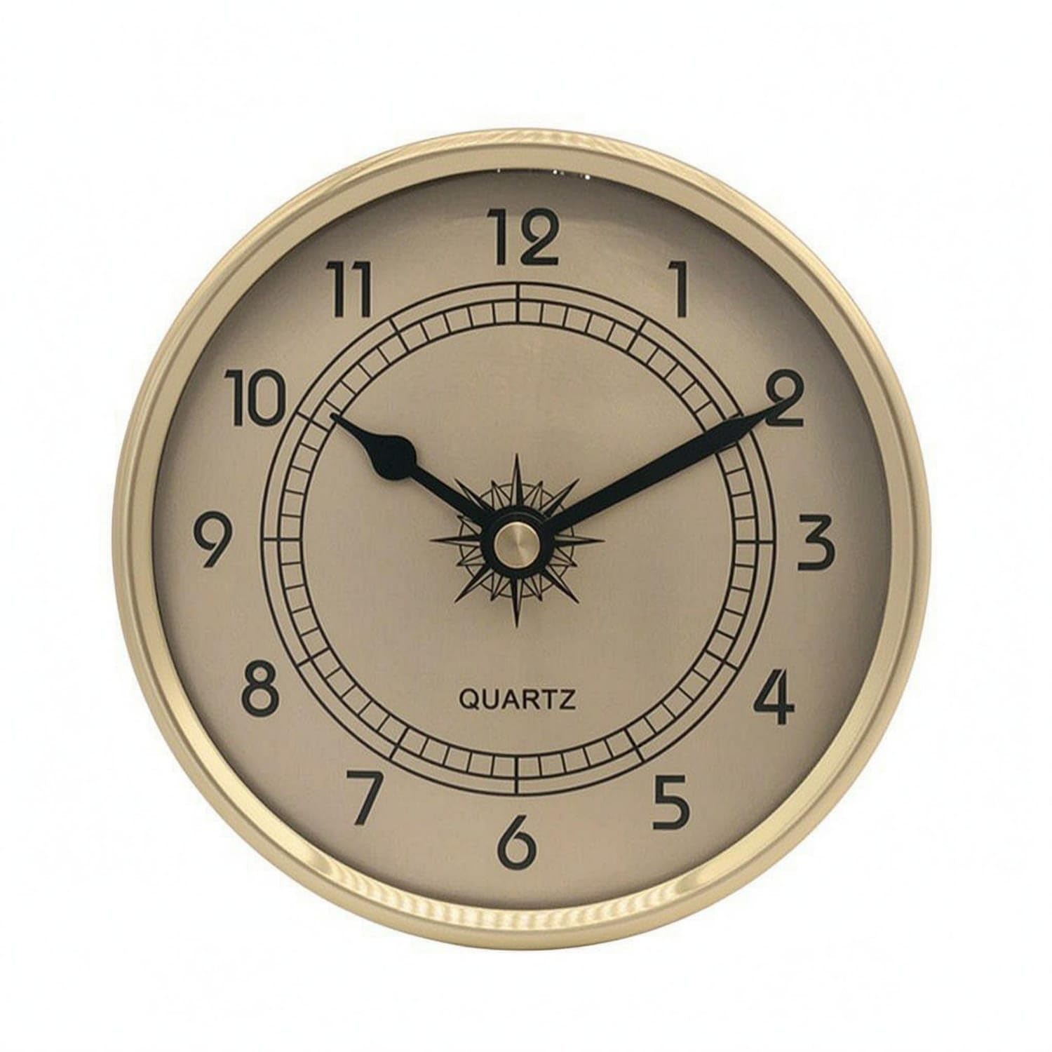 Gold-Tone Compass-Style Wall Gauge Printed Markings Round Wall Instrument Decorative Metal Face, Clock-image-2