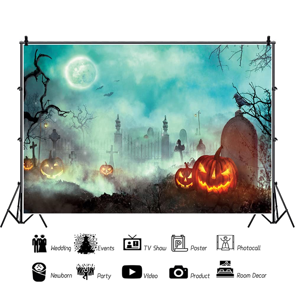 Amazon.co.jp: Qinunipoto 背景布 ハロウィンの背景 夜の墓場 かぼちゃ