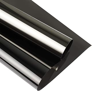 Lmlpt One Way Window Privacy Film See Out Not in Heat Control Windows Tint for Home Sun Blocking Anti UV Mirror Glass Tinting Films Self-Adhesive Door Coverings,Diamond Black Silver,23.6X118.1inch